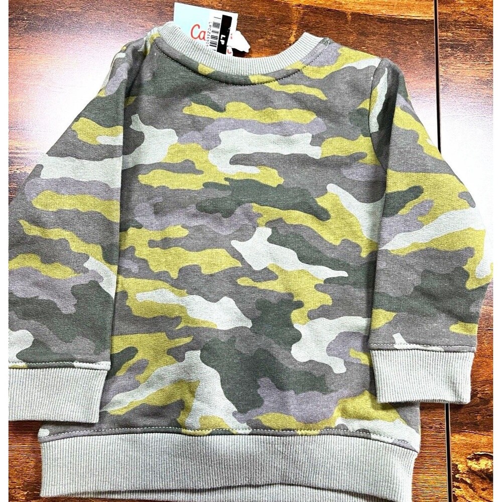 Cat & Jack Unisex Toddler 18M Camouflage Fleece Pullover Sweater Crew Neck